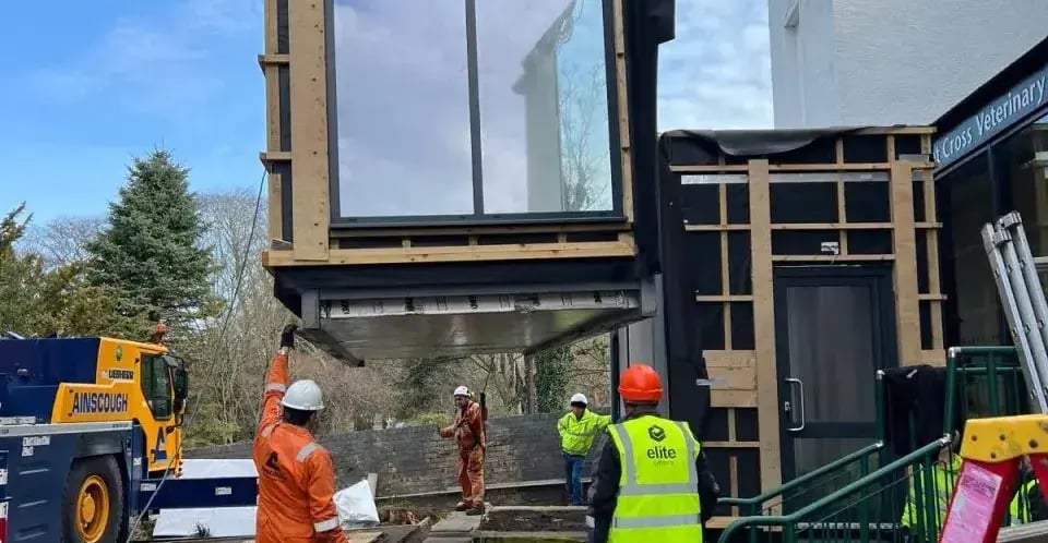 Elite Systems Modular building being craned into postion