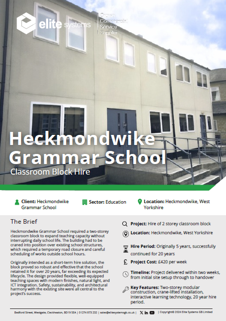 Heckmondwike Grammar School Case Study_Modular Classroom Block