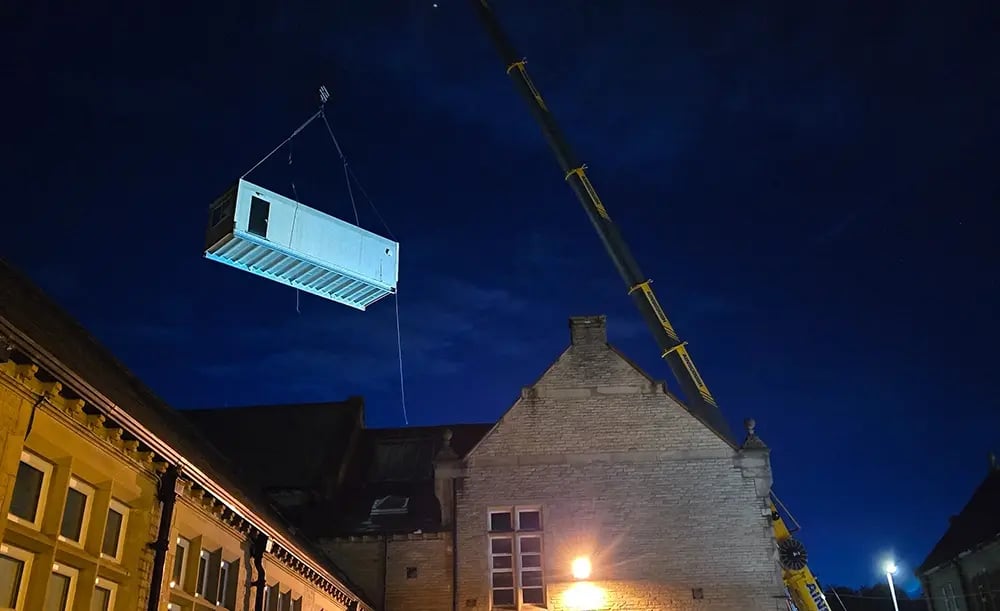 heckmondwike grammar modular classroom crane installation
