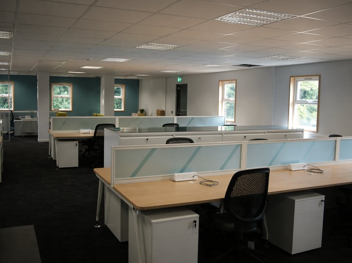 Modern prefab commercial building interior featuring open-plan modular office space designed to support flexible working environments, operational efficiency, and long-term commercial use.