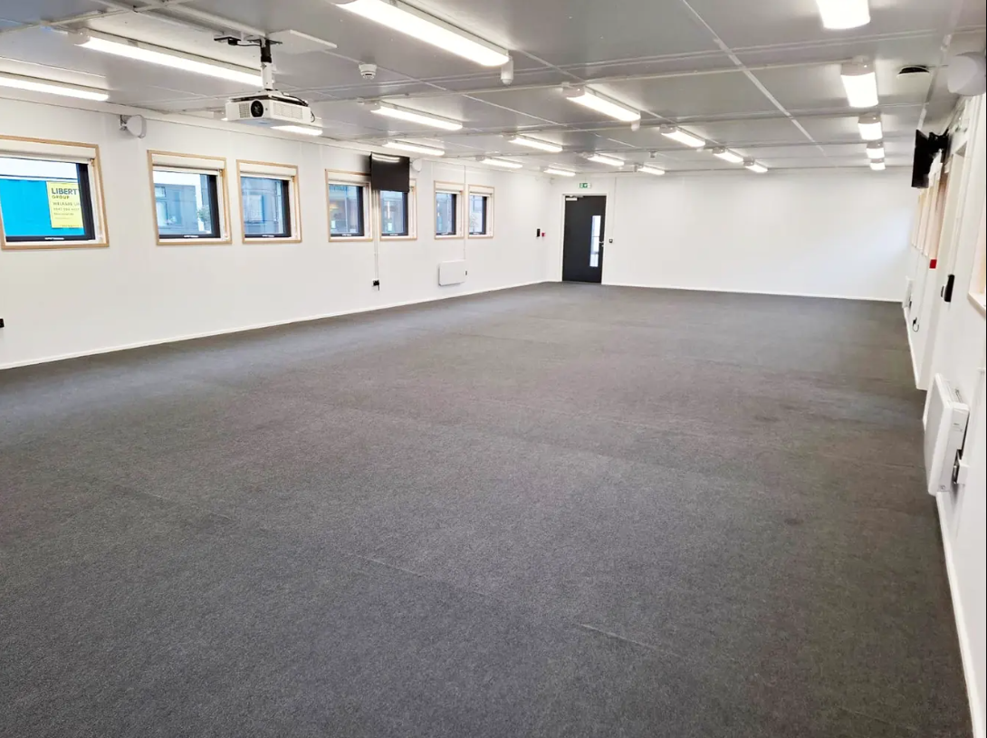 Modular buildings for schools providing flexible multi-use space for assemblies, PE lessons and student activities